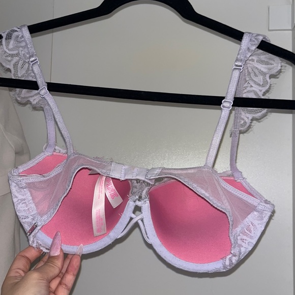 Victoria’s Secret Pink flirty purple lace strap bra and panty in M - Picture 2 of 3